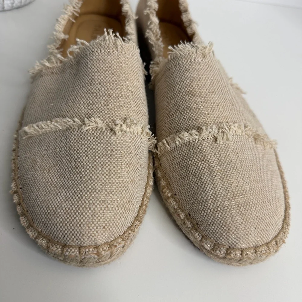 Talbots Izzy Frayed Metallic Espadrille Flats 8M Frayed Edge Resort Wear Coastal